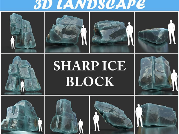 Cgtrader – Low poly Ice Block Pack 3D Model Collection 冰块冰山3dmax模型下载