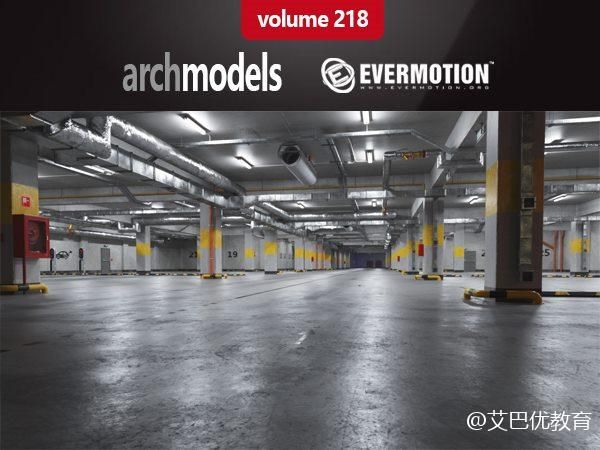 地下库灯消防栓电箱警报器摄像头管道3D模型下载 Evermotion Archmodels Vol. 218
