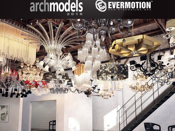 室内客厅吊灯装饰品3D模型下载 Evermotion Archmodels Vol.177