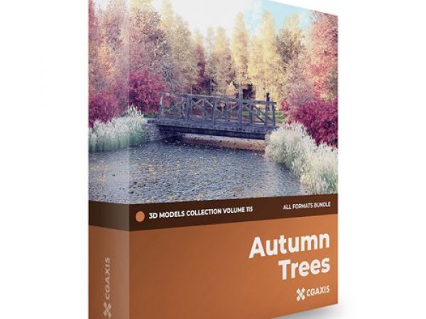 CGAxis Autumn Trees 3D Models Vol 115 秋天树木3D模型下载