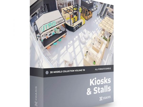 CGAxis Kiosks & Stalls 3D Models Vol 118 信息亭和摊位3D模型下载