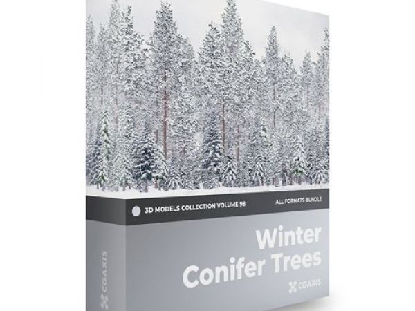 CGAxis第98卷冬季针叶树3D模型下载