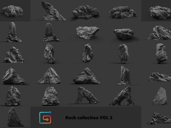 3D Rocks Collection.VOL 2 Jungle Rocks 3D岩石模型合集