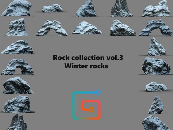 3D Rocks Collection.VOL3 Winter Rocks 雪景3D岩石模型合集