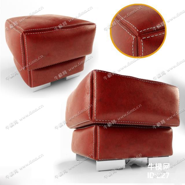 现代红色皮革沙发凳子