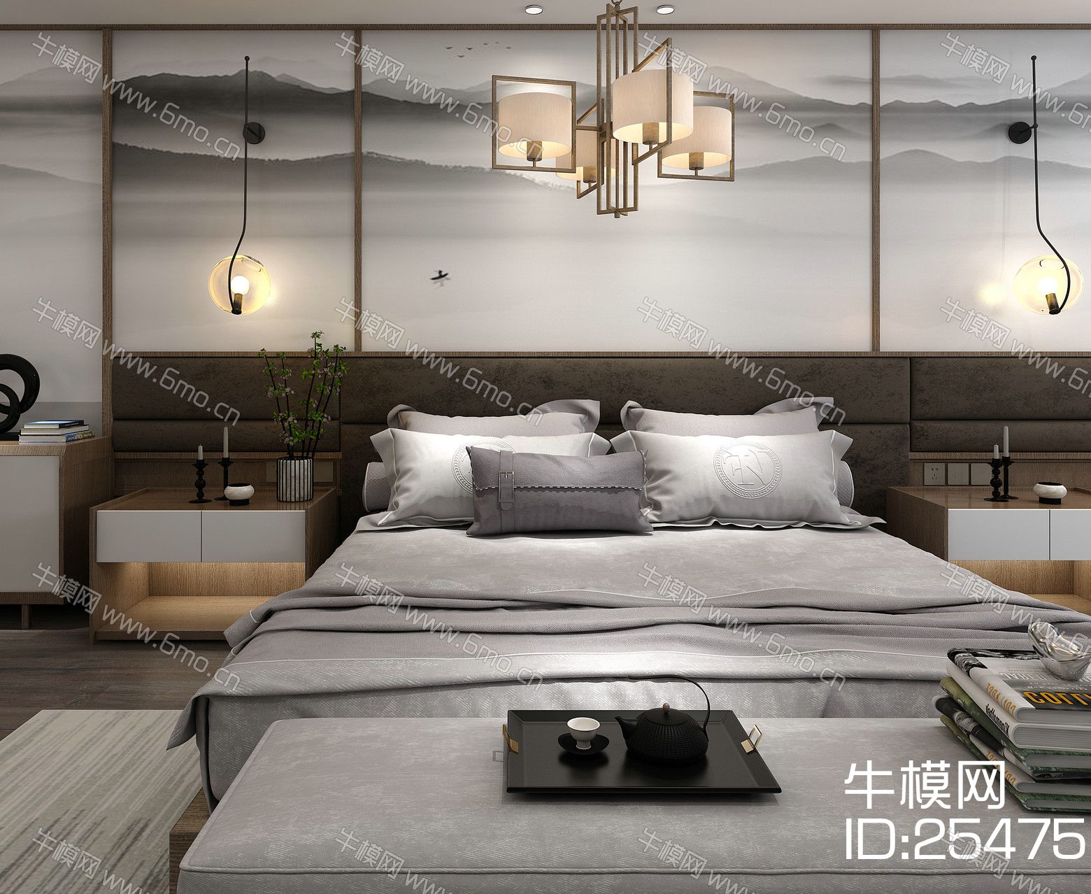 新中式风格床具组合