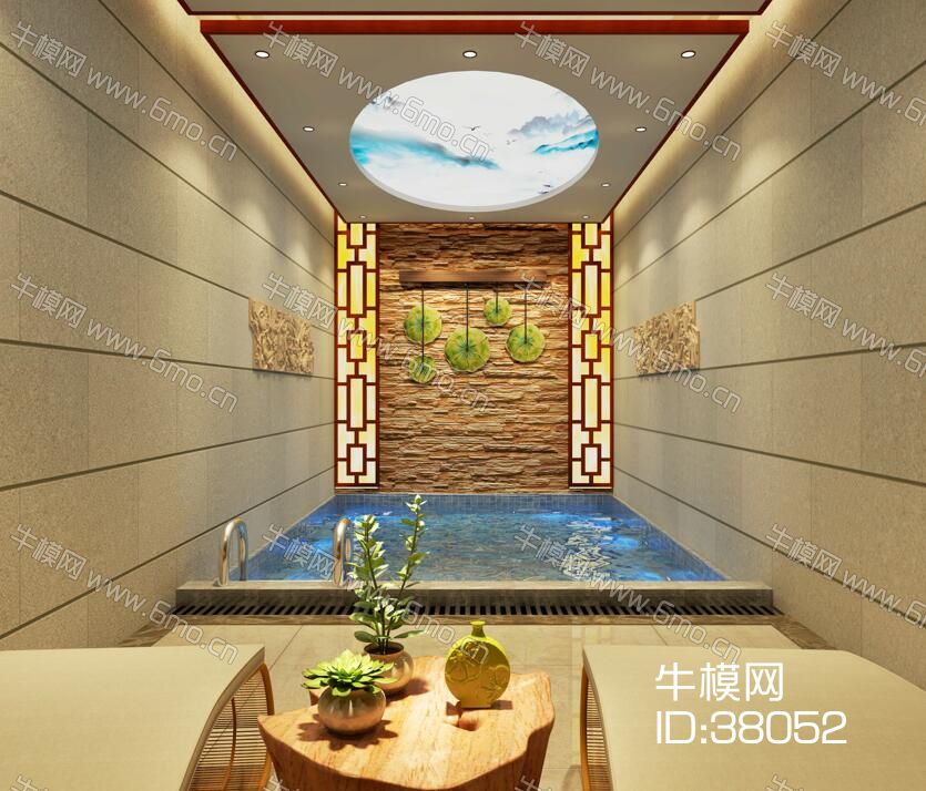 新中式别墅游泳池