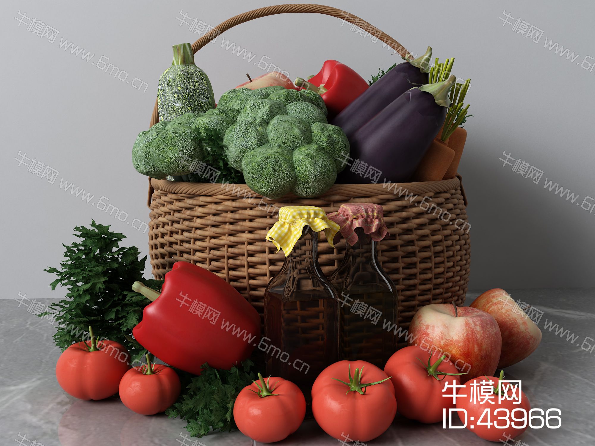 蔬菜，篮子，辣椒，茄子，西红柿