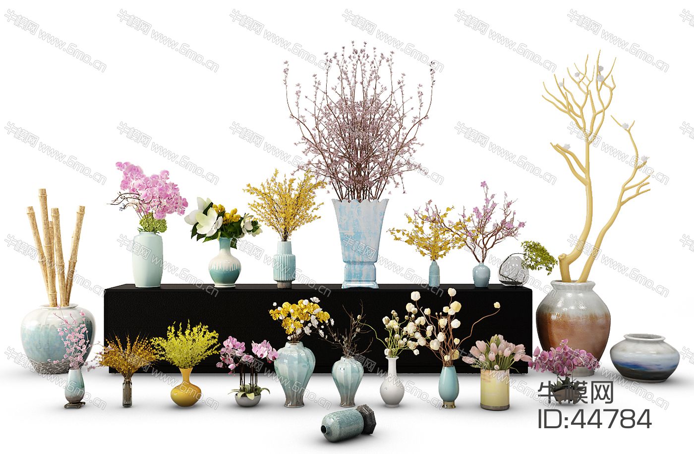 中式陶瓷花瓶花卉组合