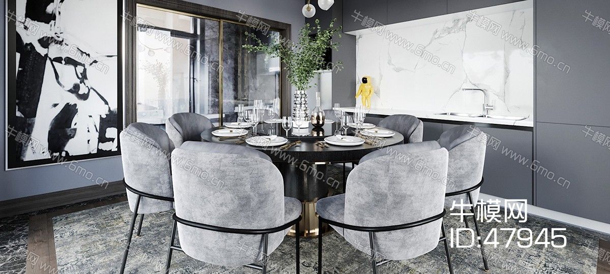 现代餐厅餐桌椅