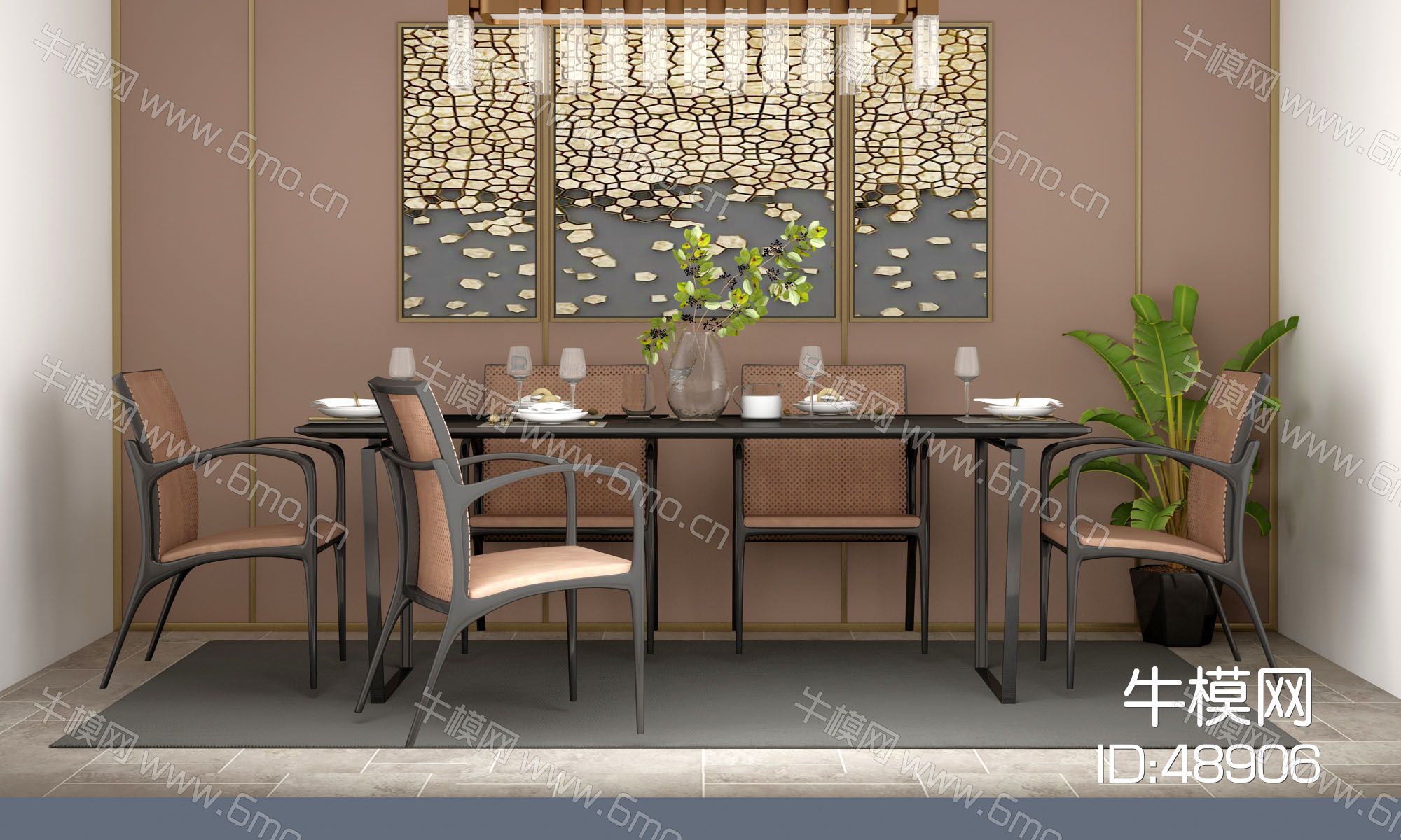 现代实木方形餐桌椅
