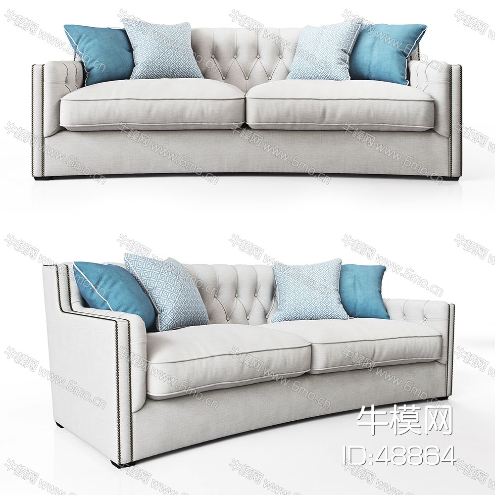 现代美式双人沙发