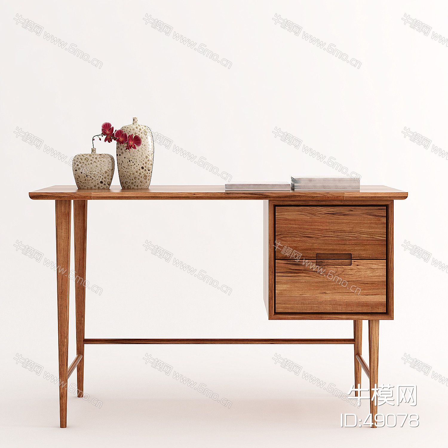 现代中式原木书桌饰品