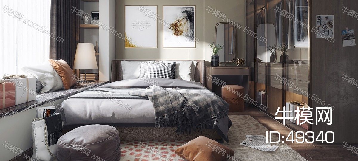 现代卧室双人床组合