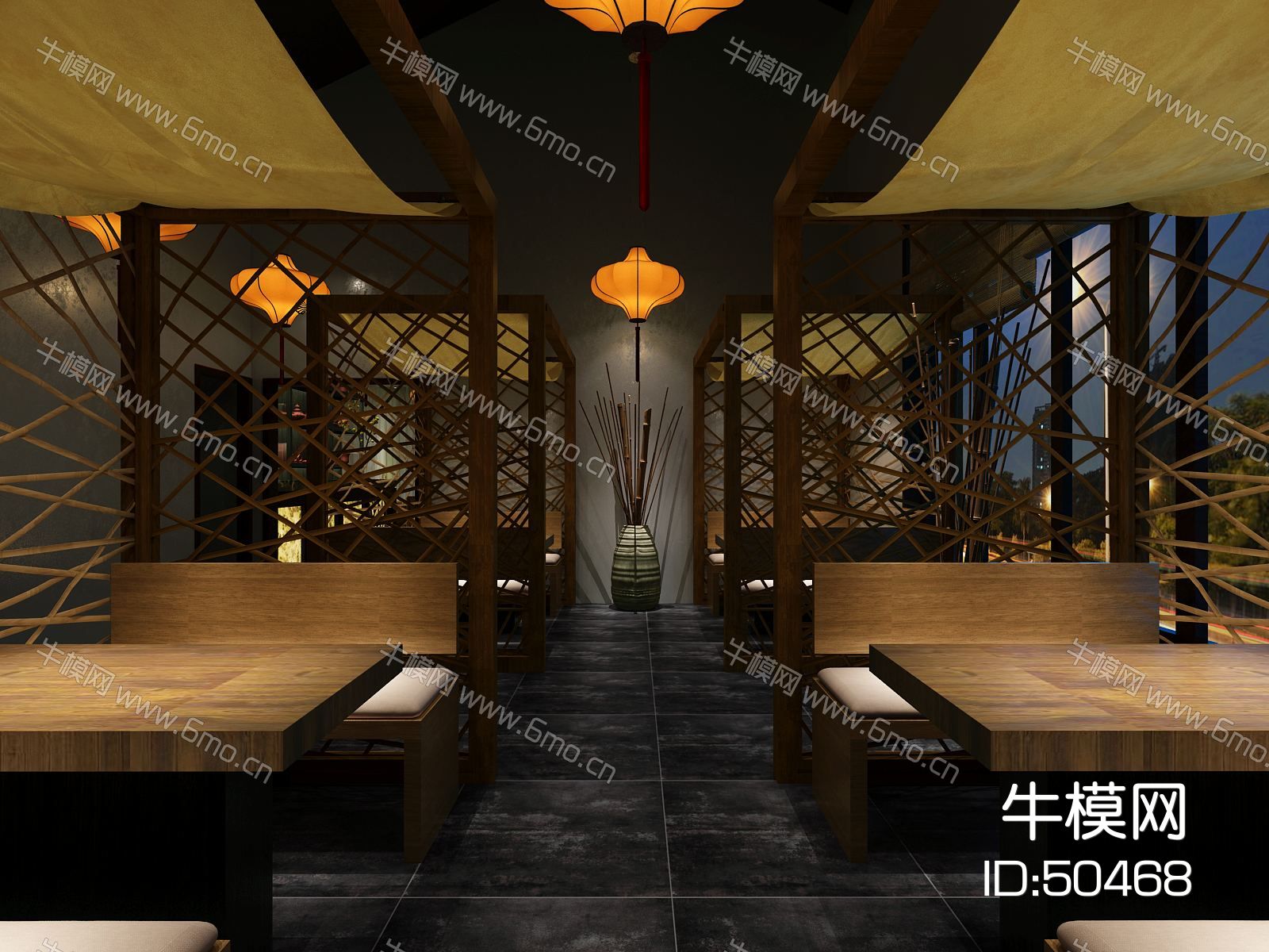 新中式茶馆  茶餐厅  桌椅 卡座 吊灯 装饰