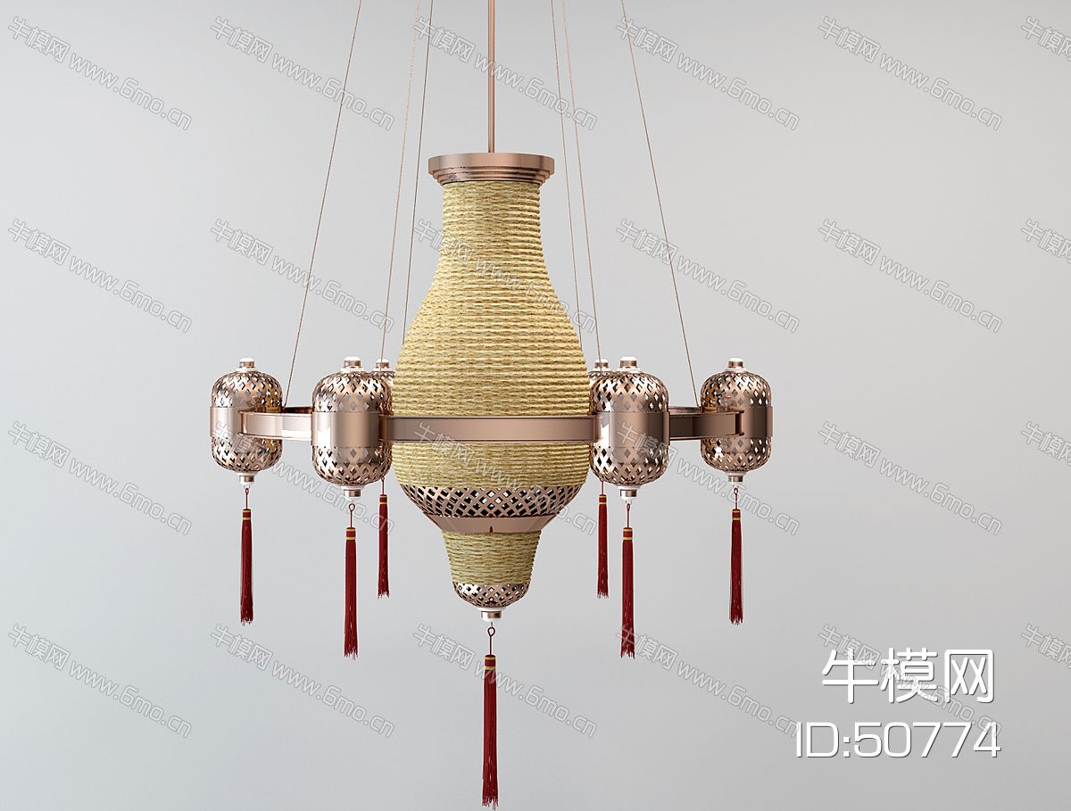 新中式东南亚台式麻绳金属吊灯