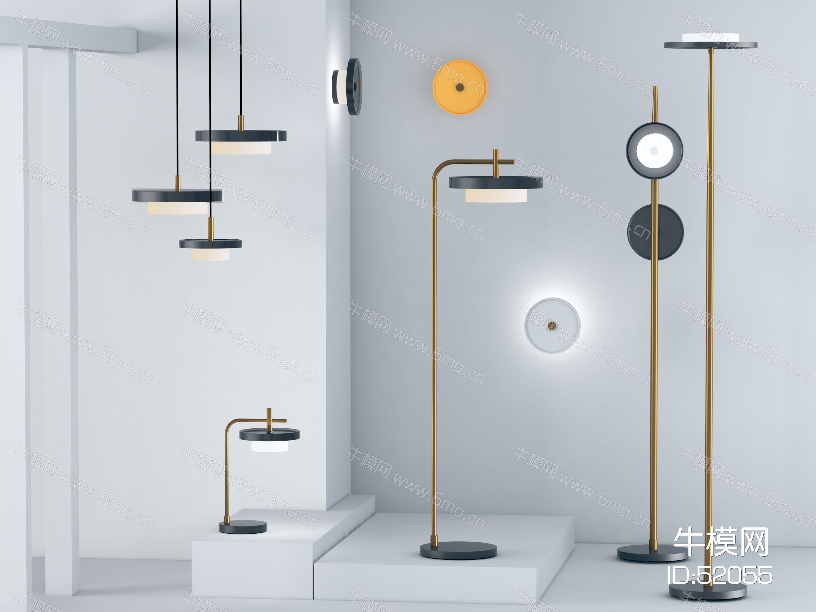 现代简约led灯3d模型下载