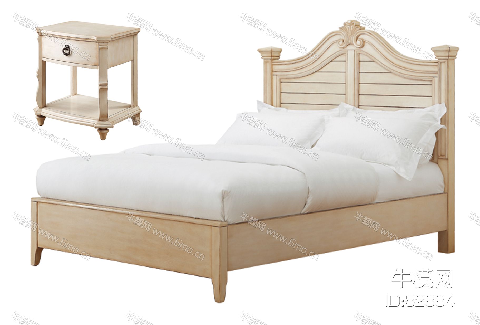 美式床和床头柜组合