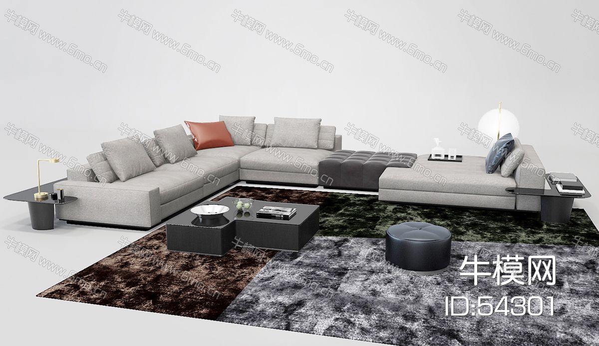 现代沙发茶几组合地毯
