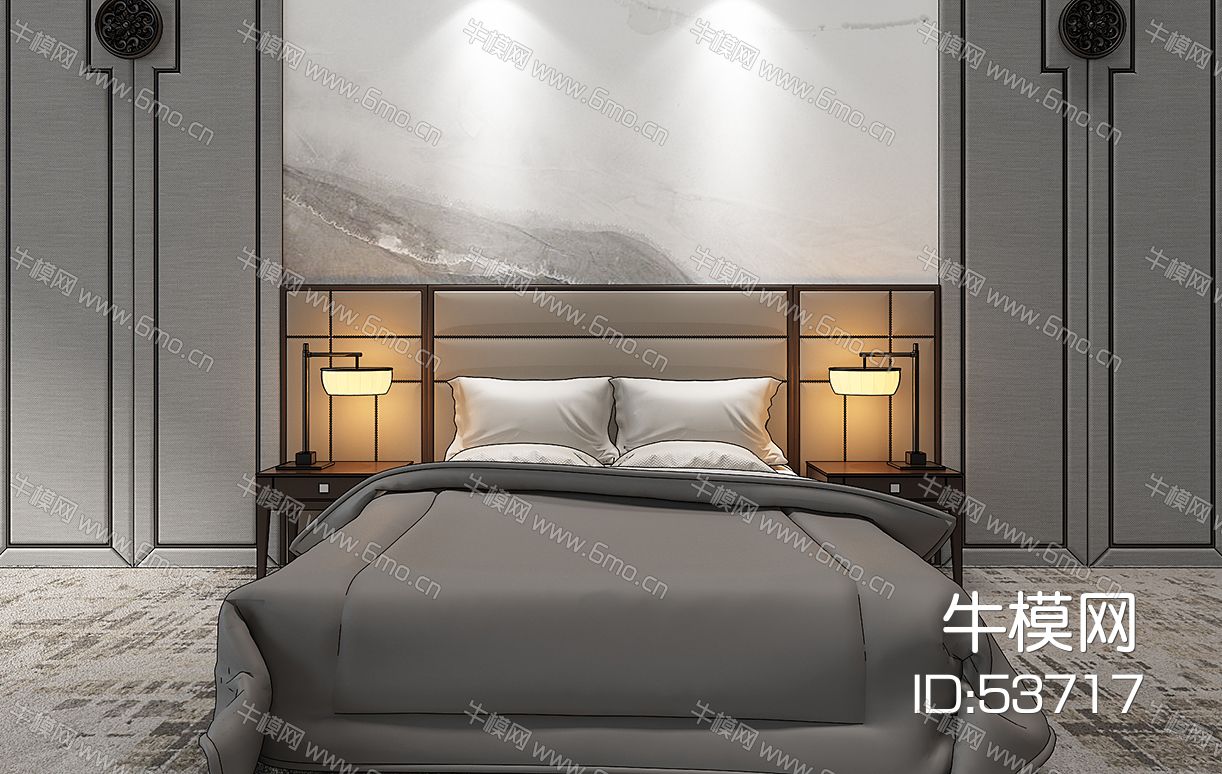 新中式床床头柜台灯