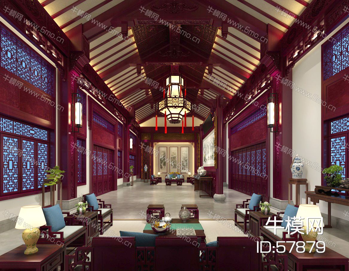 中式风格古建筑室内
