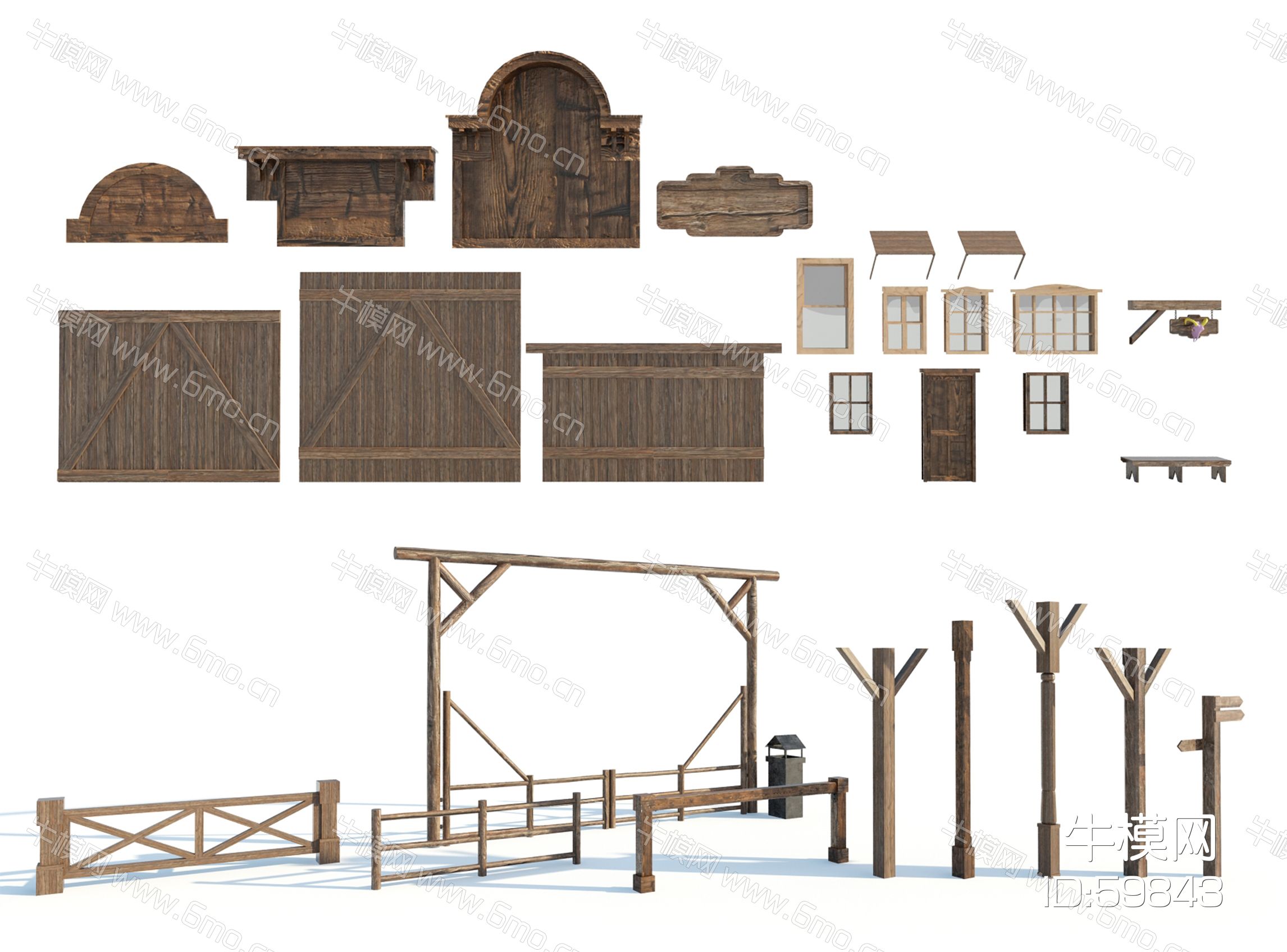 矿区设备，矿洞，矿车，木风车，木屋，木墙，木窗木门