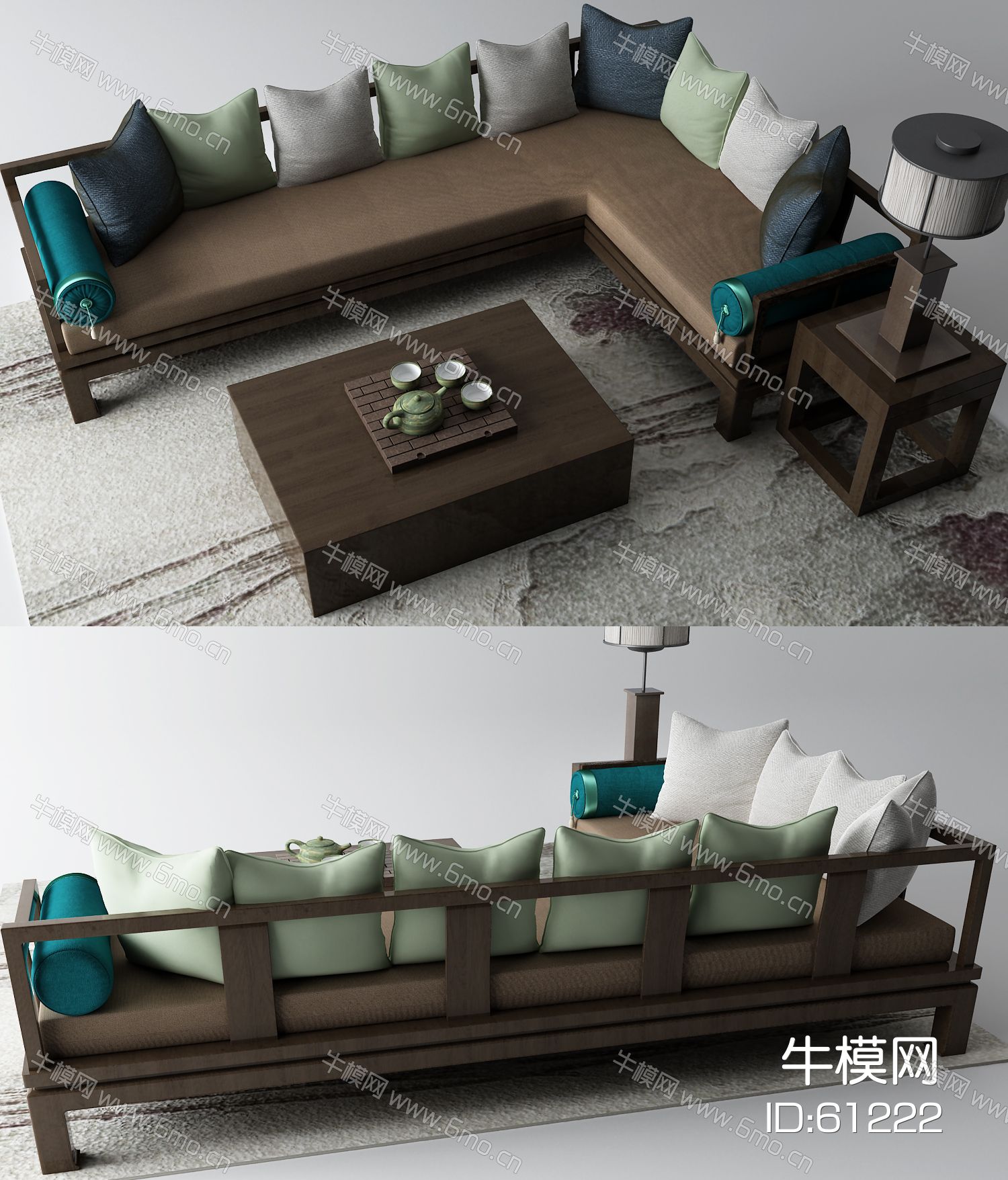 新中式转角沙发 实木沙发