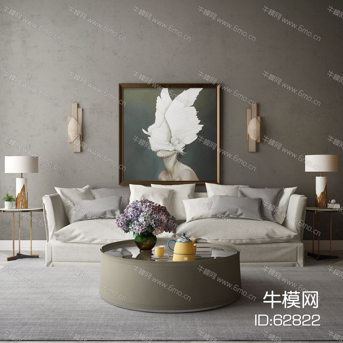 现代家居组合，饰品，沙发柜子挂画