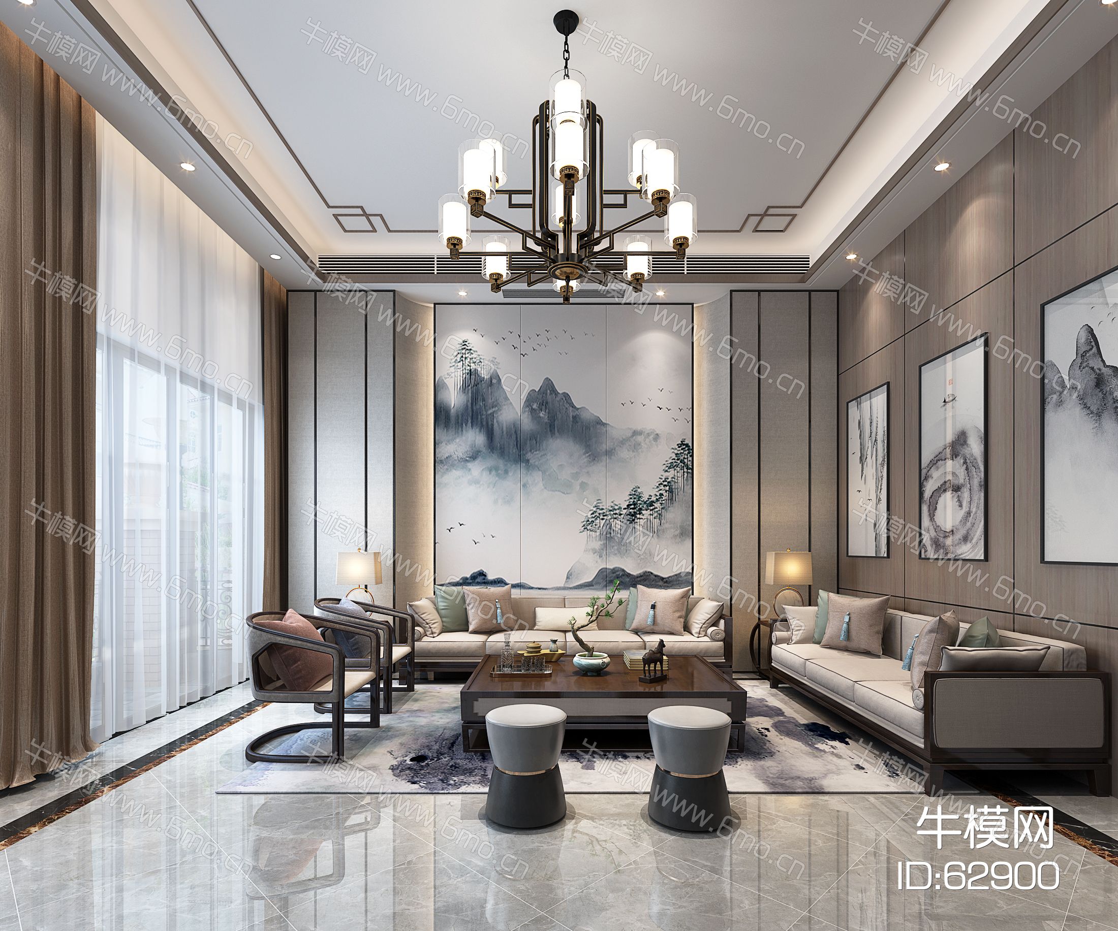 新中式别墅客厅
