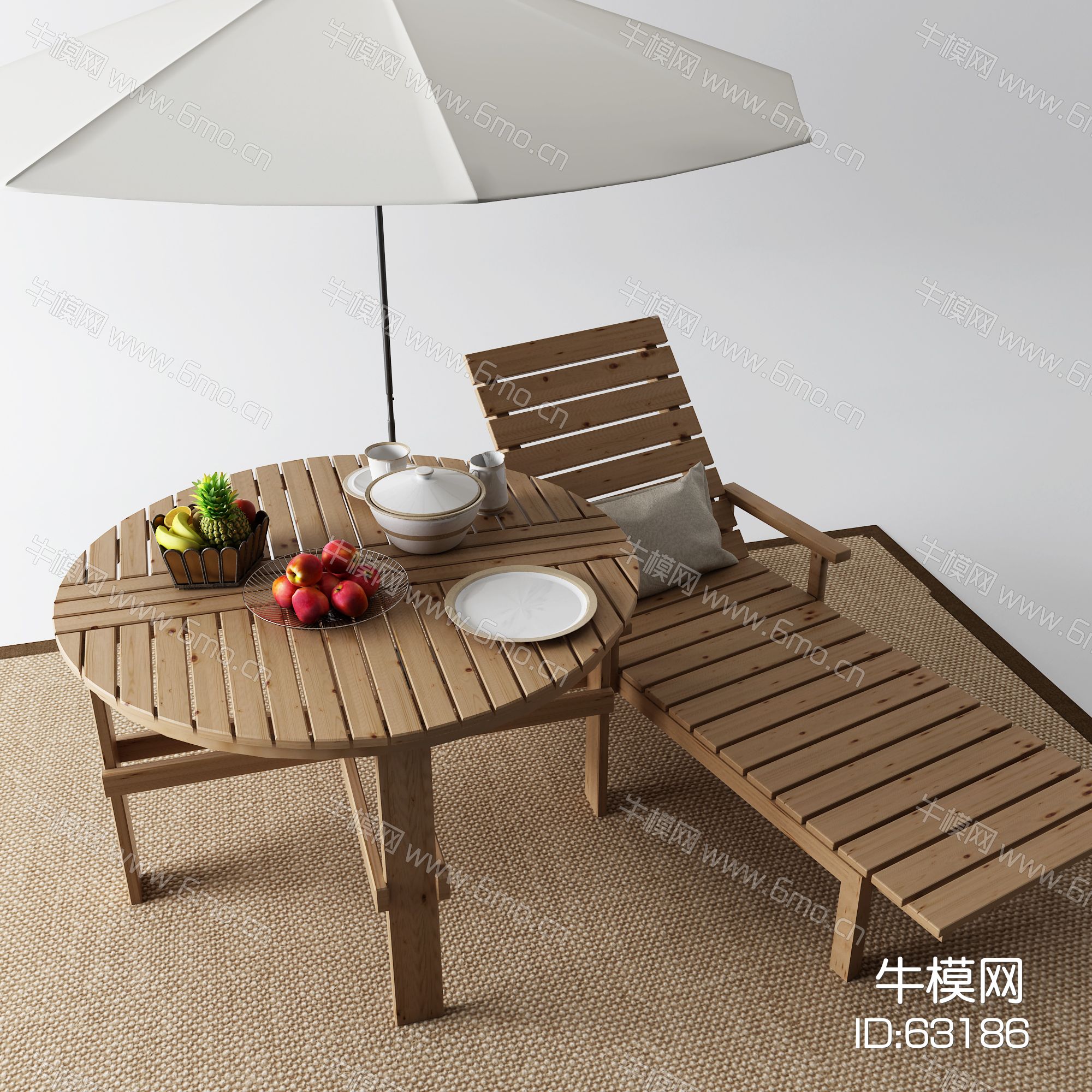 新中式户外桌 太阳伞