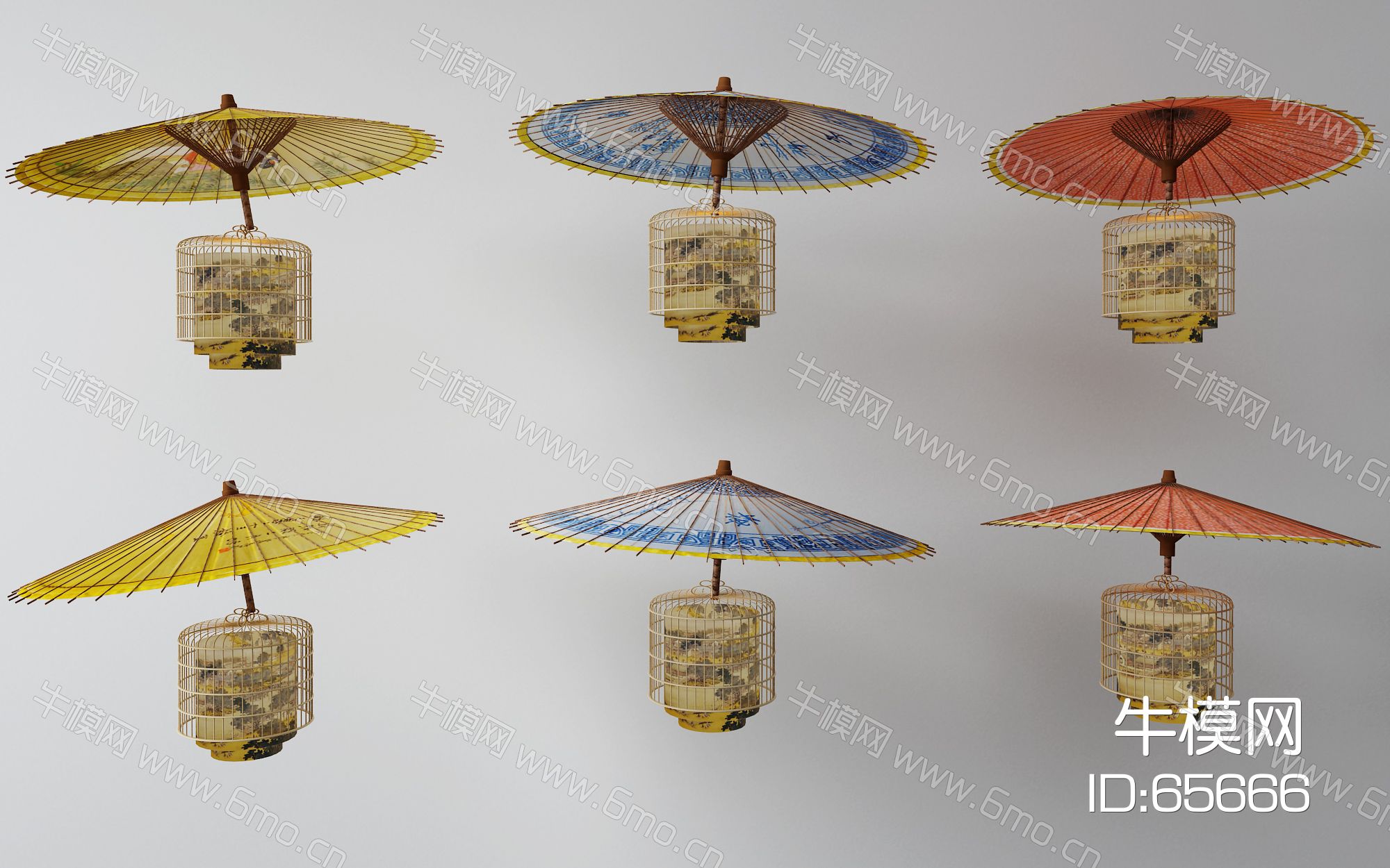 中式吊灯 油纸伞