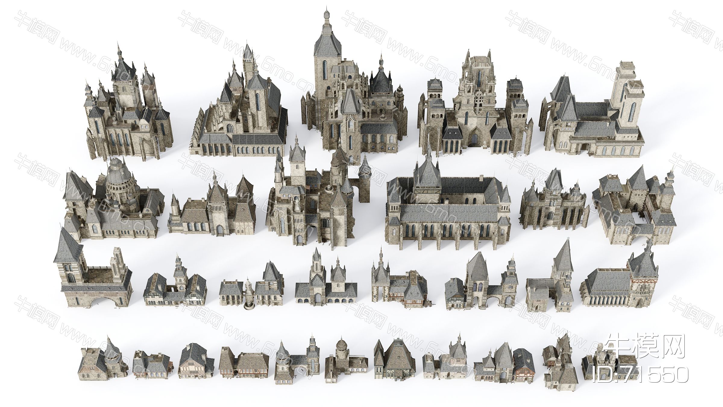 欧式古建筑，古城堡建筑群，中世纪欧式建筑，中世纪古建筑，欧式城堡