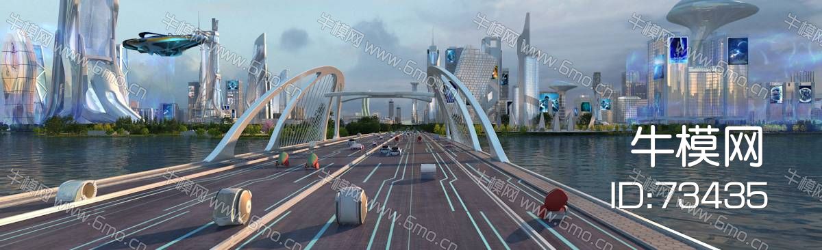 现代未来科幻建筑建筑桥梁城市飞船