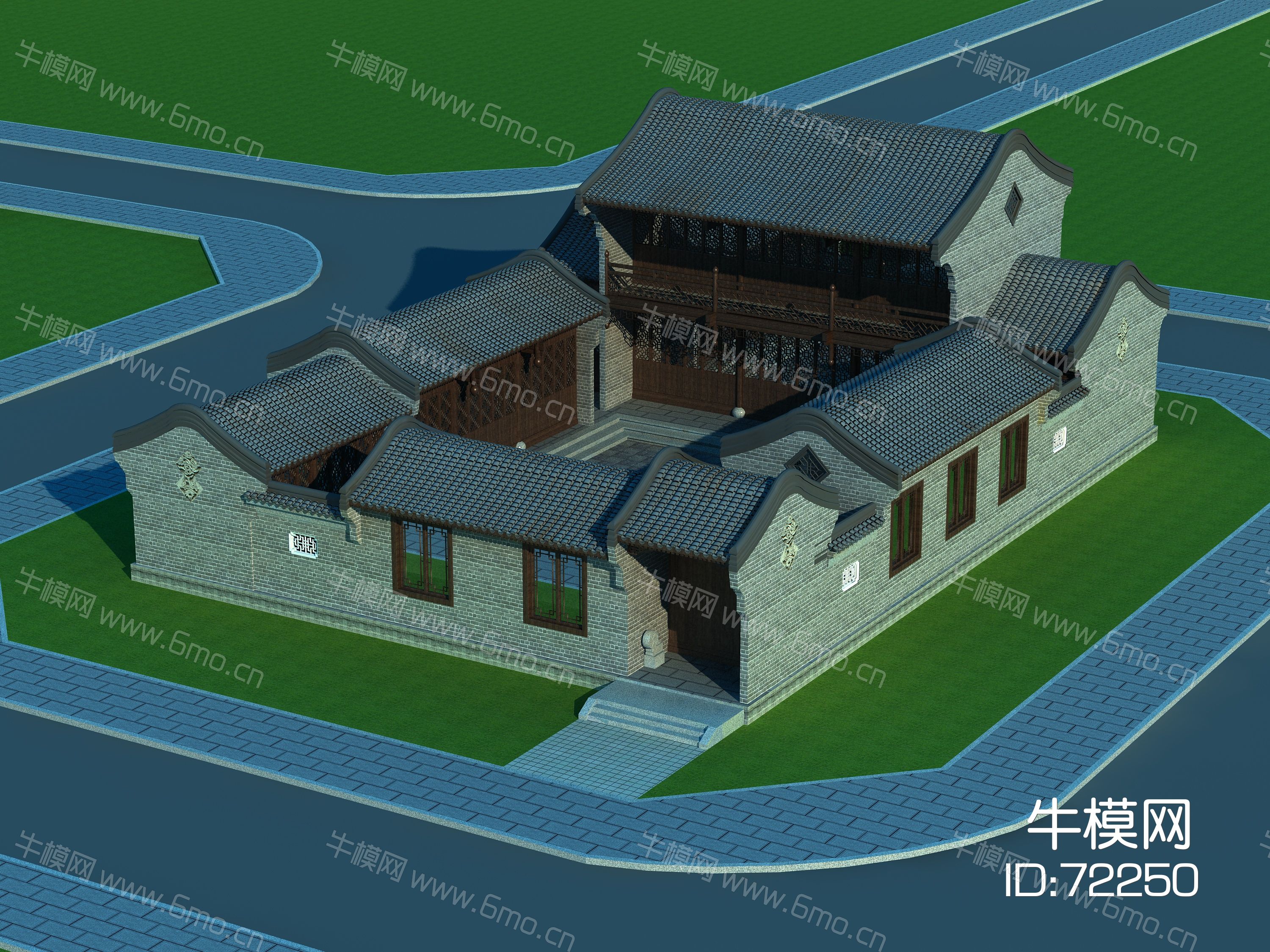 3d模型牛模网 3d模型下载 建筑园林 古建民俗 四合院3d模型下载