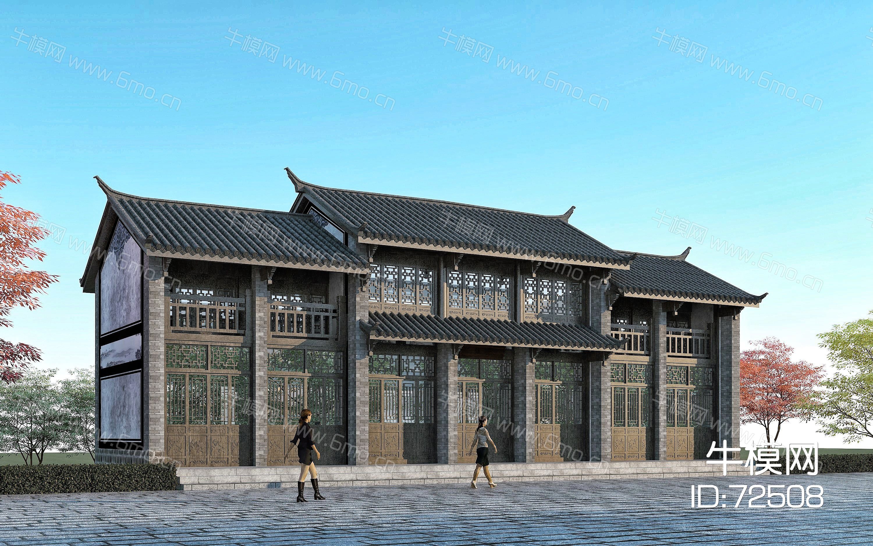 中式古建筑商业街，传统民居