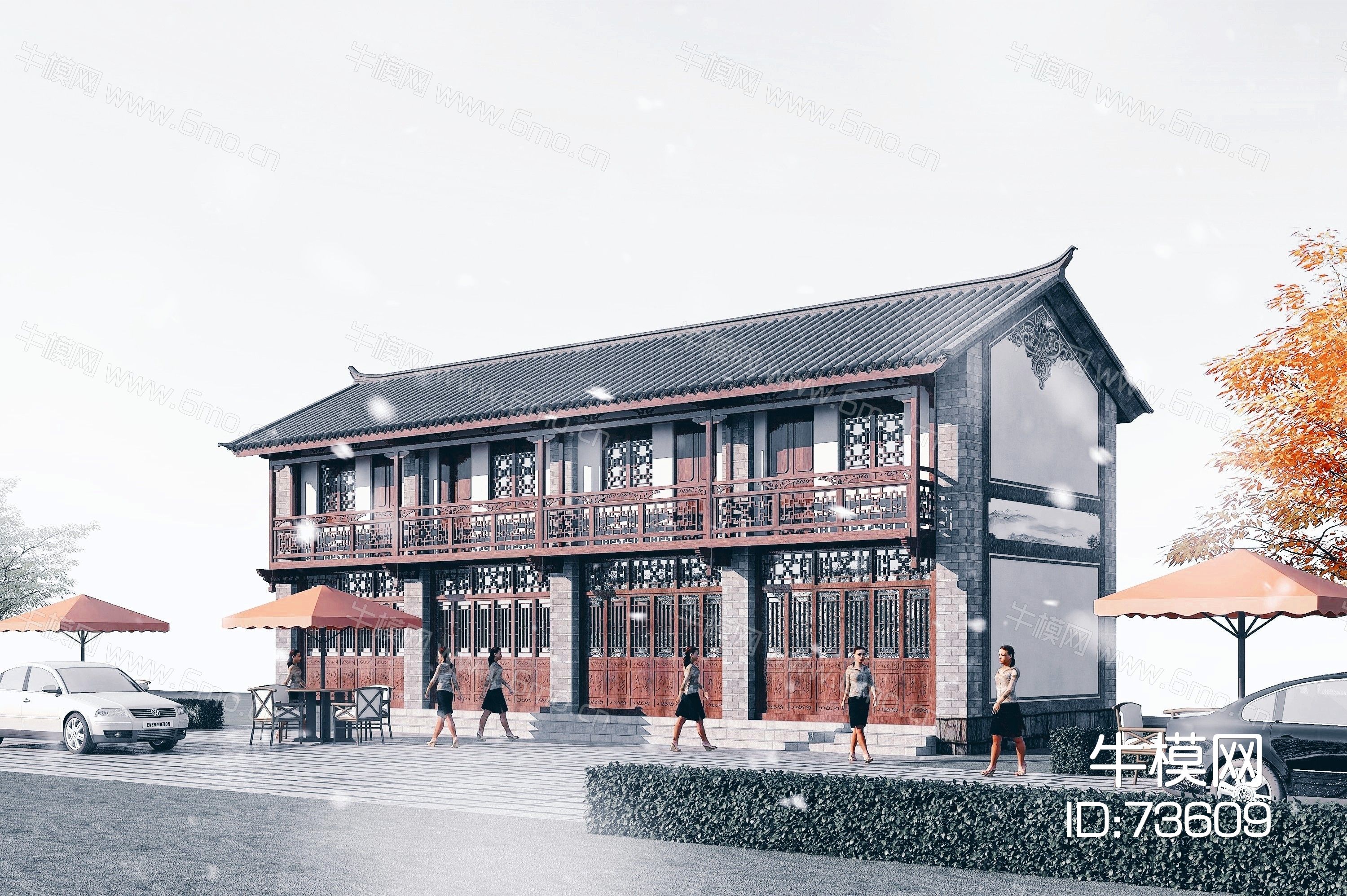 中式商业街,古建传统民房