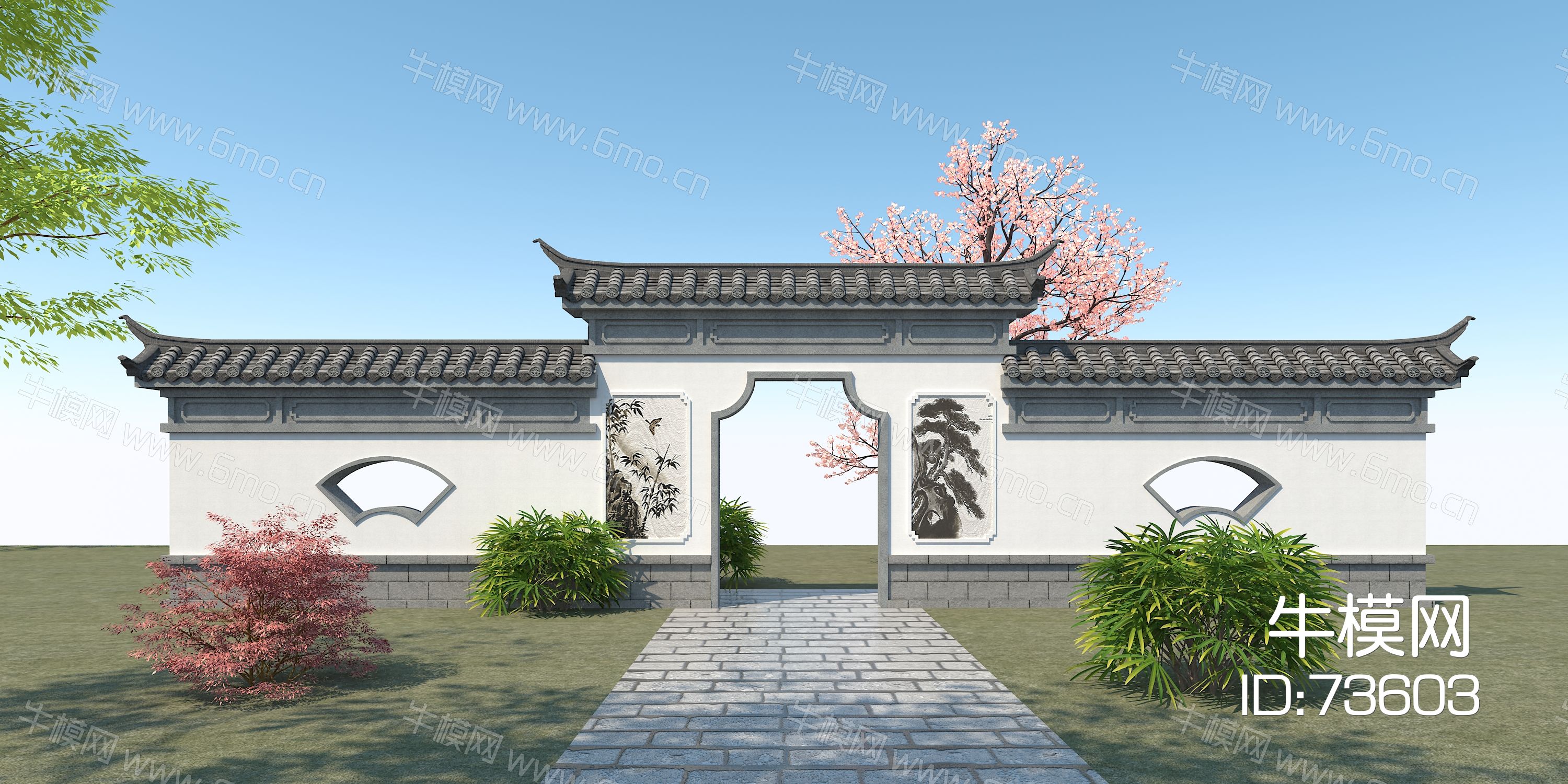 中式景墙，庭院大门