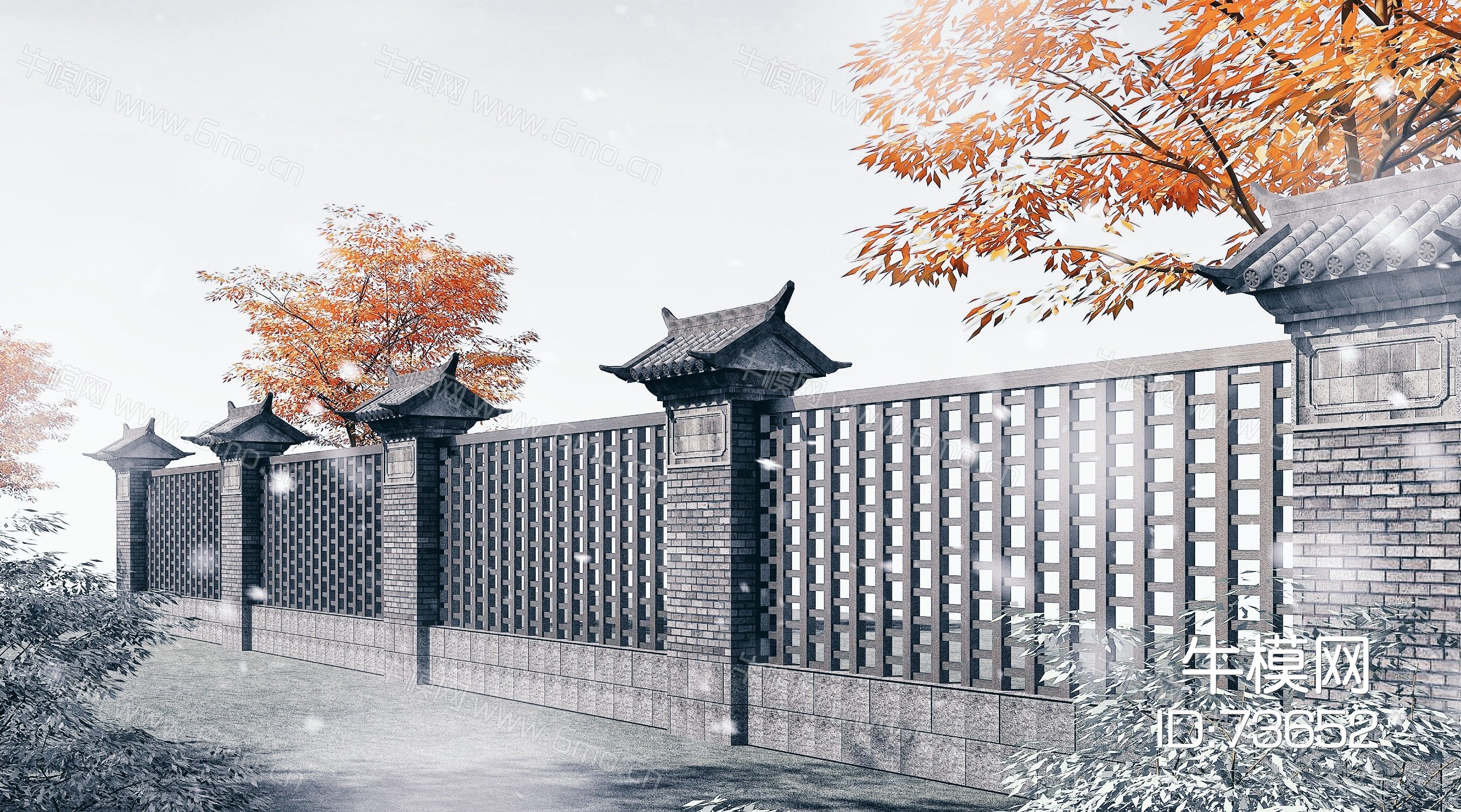 中式围墙，白族护栏