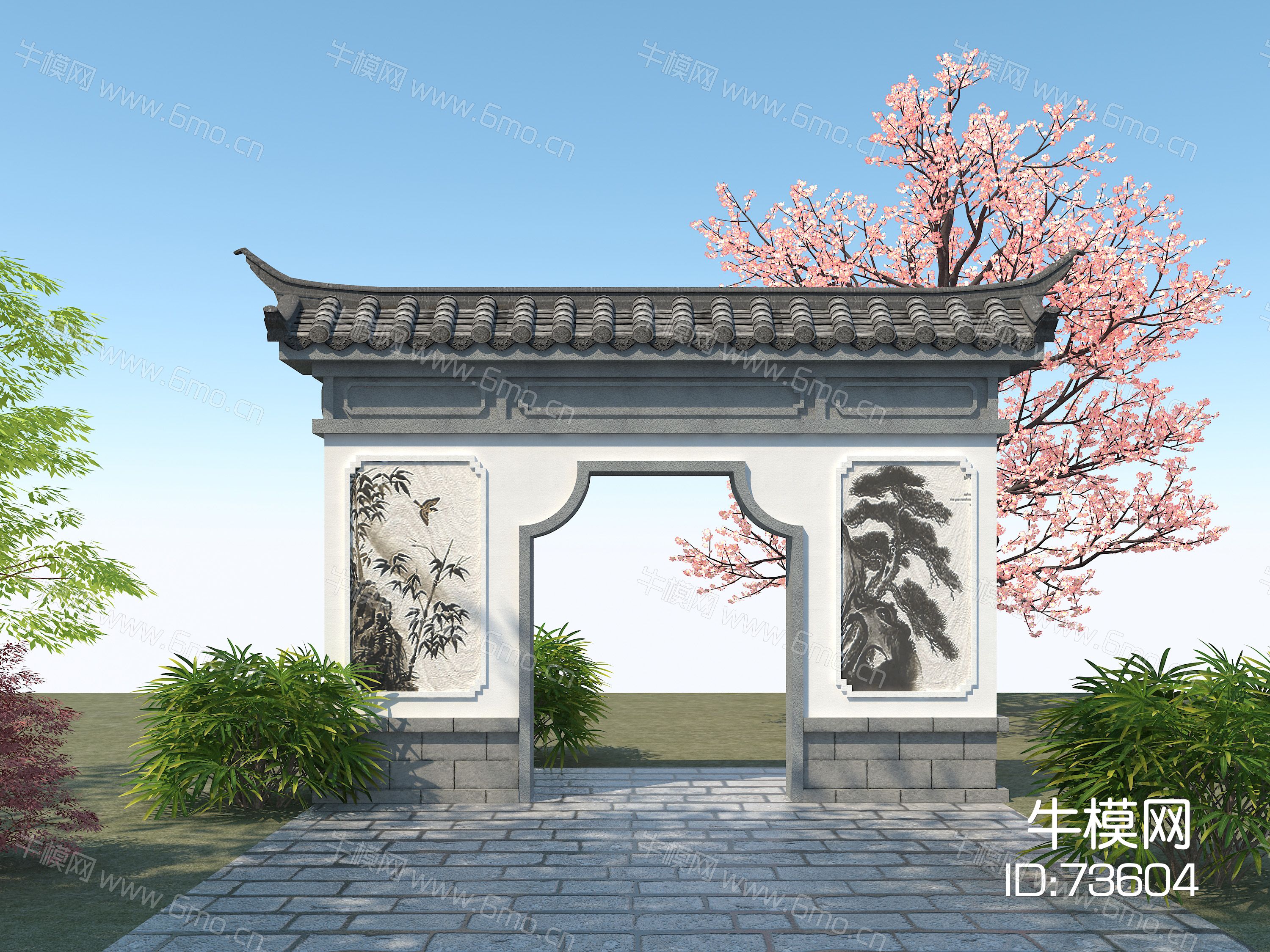 中式景墙，庭院大门