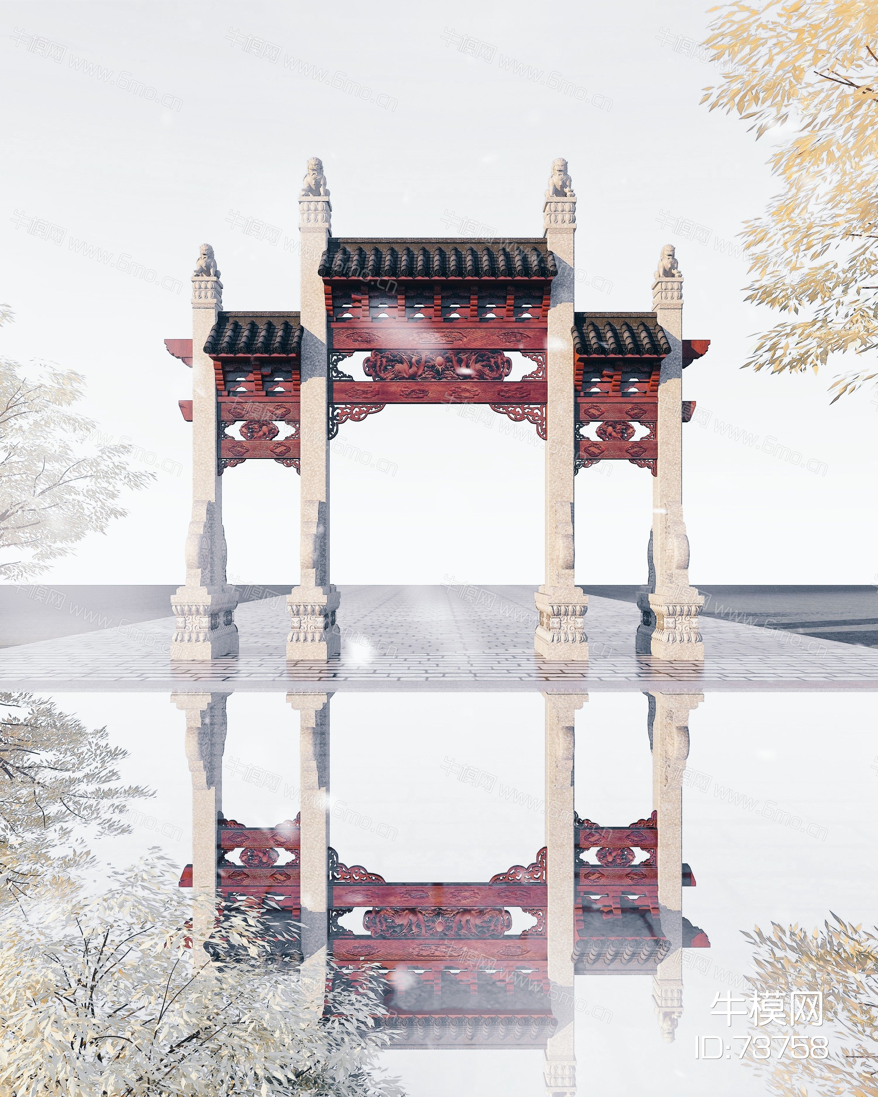中式牌坊古建大门