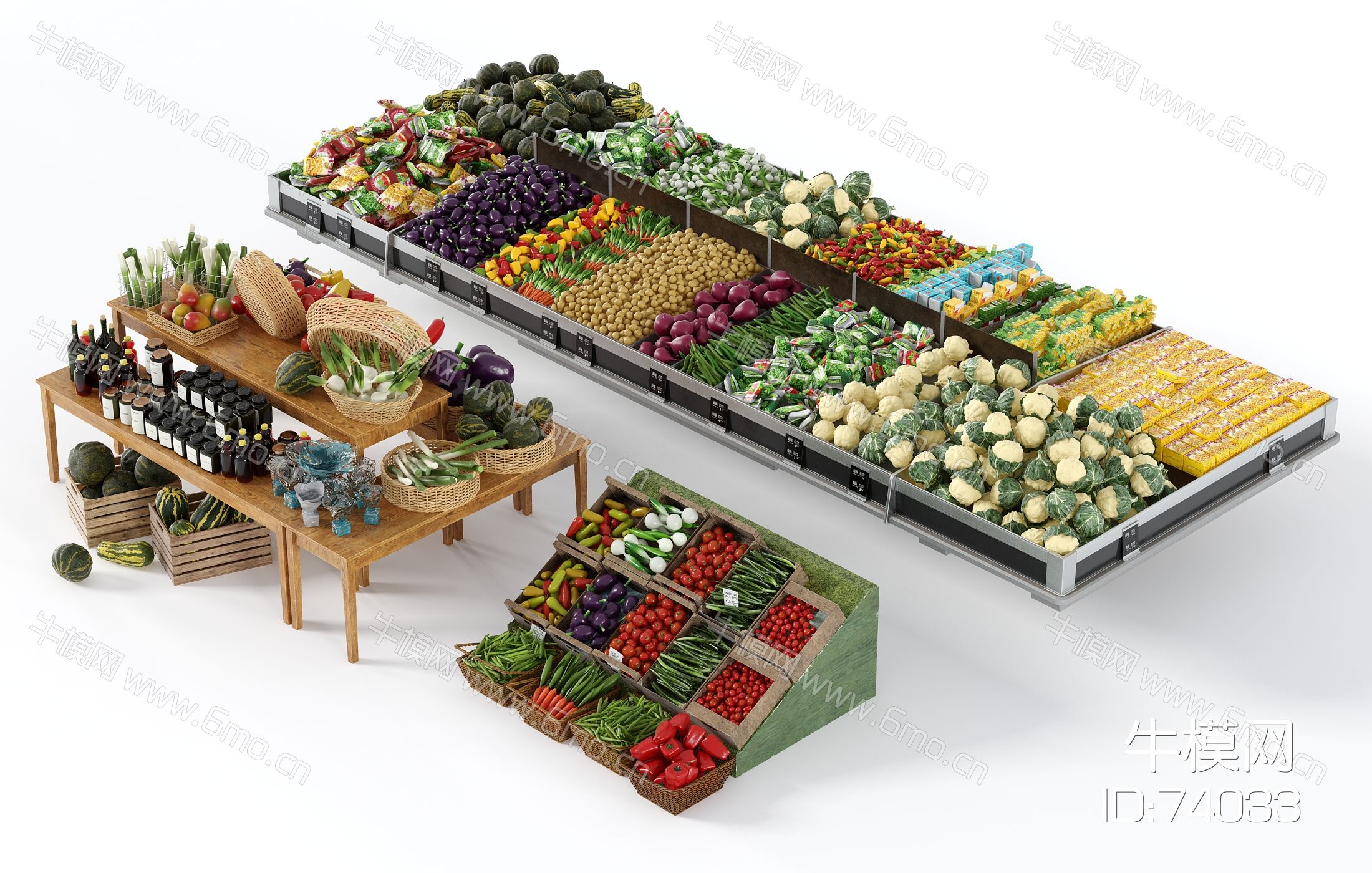 现代蔬菜水果架，蔬菜水果组合，超市货架，商场货架
