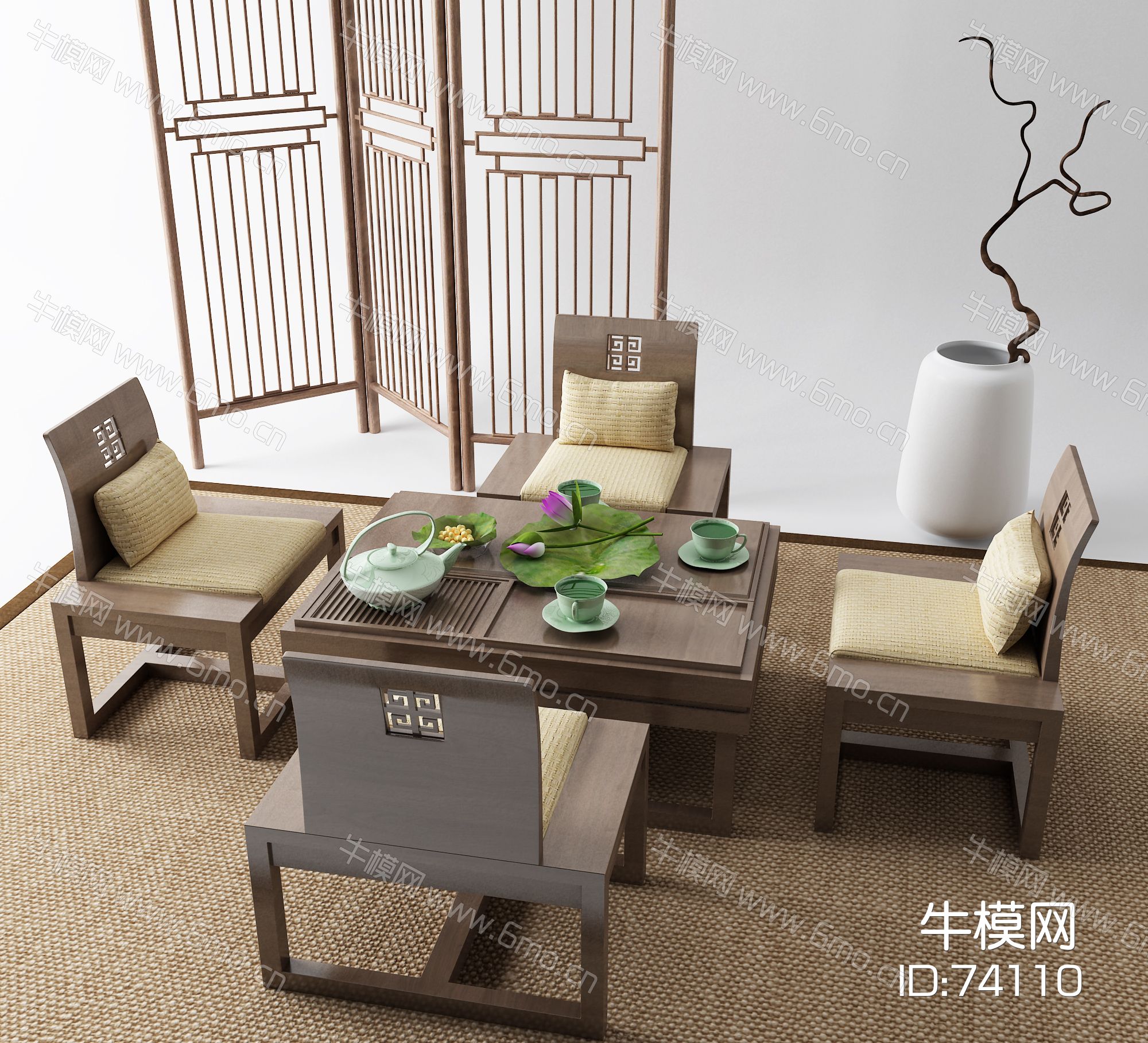 新中式茶桌 地毯