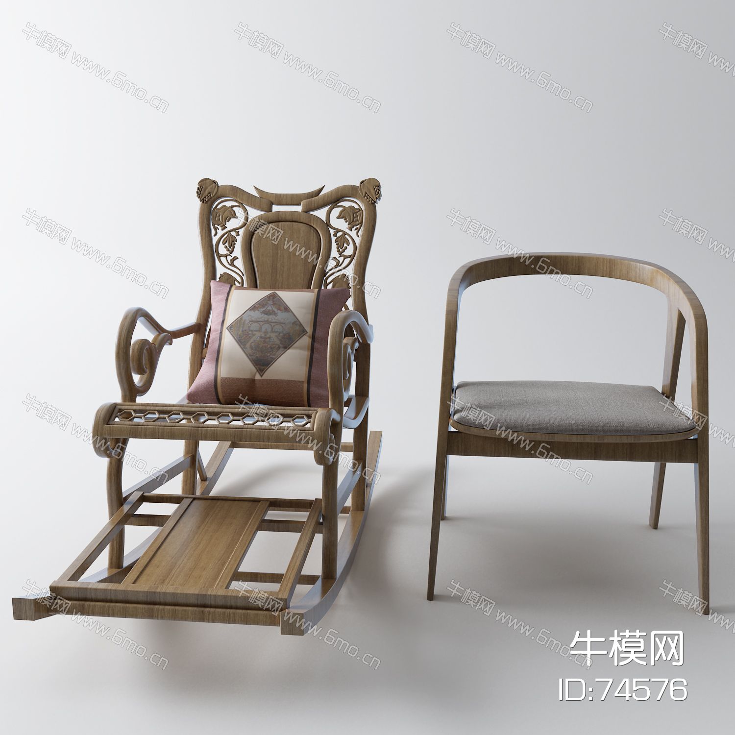 新中式摇椅 扶手椅