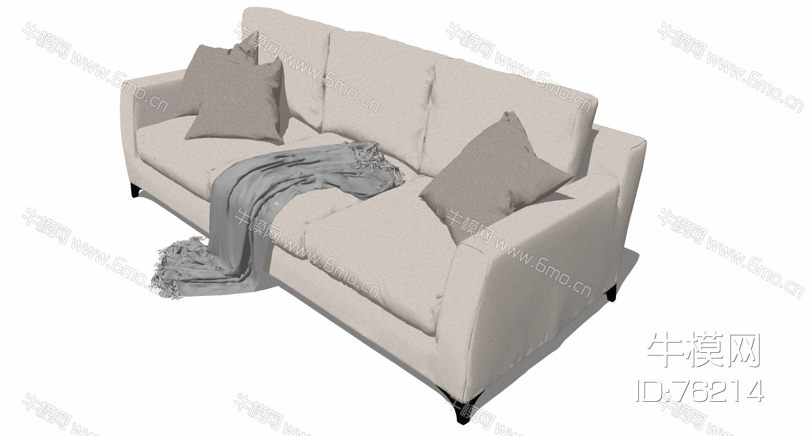 现代简欧式布艺三人沙发