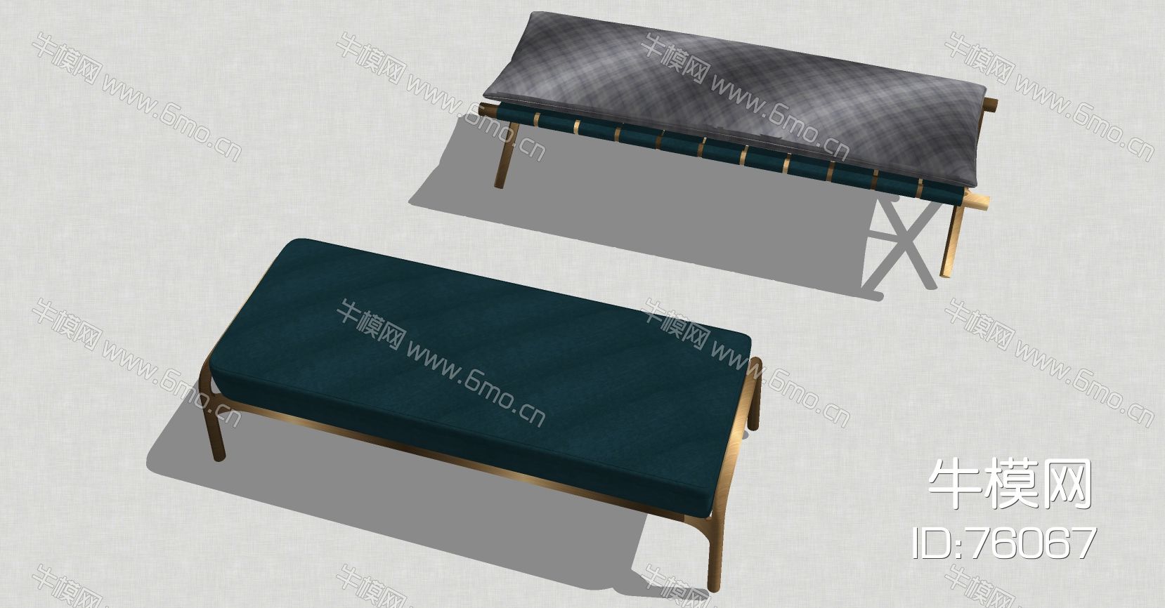 新中式现代轻奢长条凳床尾凳