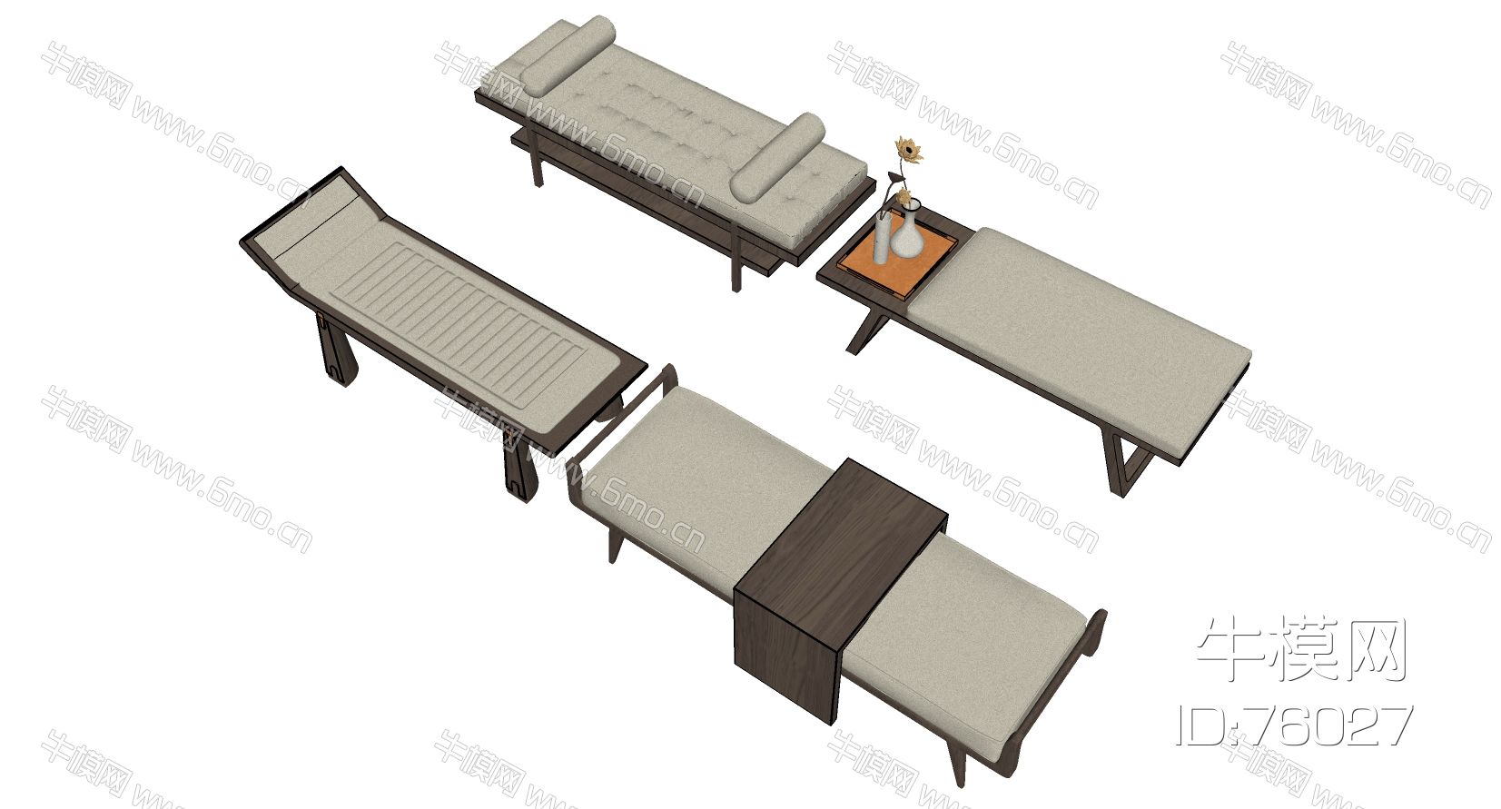 新中式现代轻奢简欧式矮凳沙发