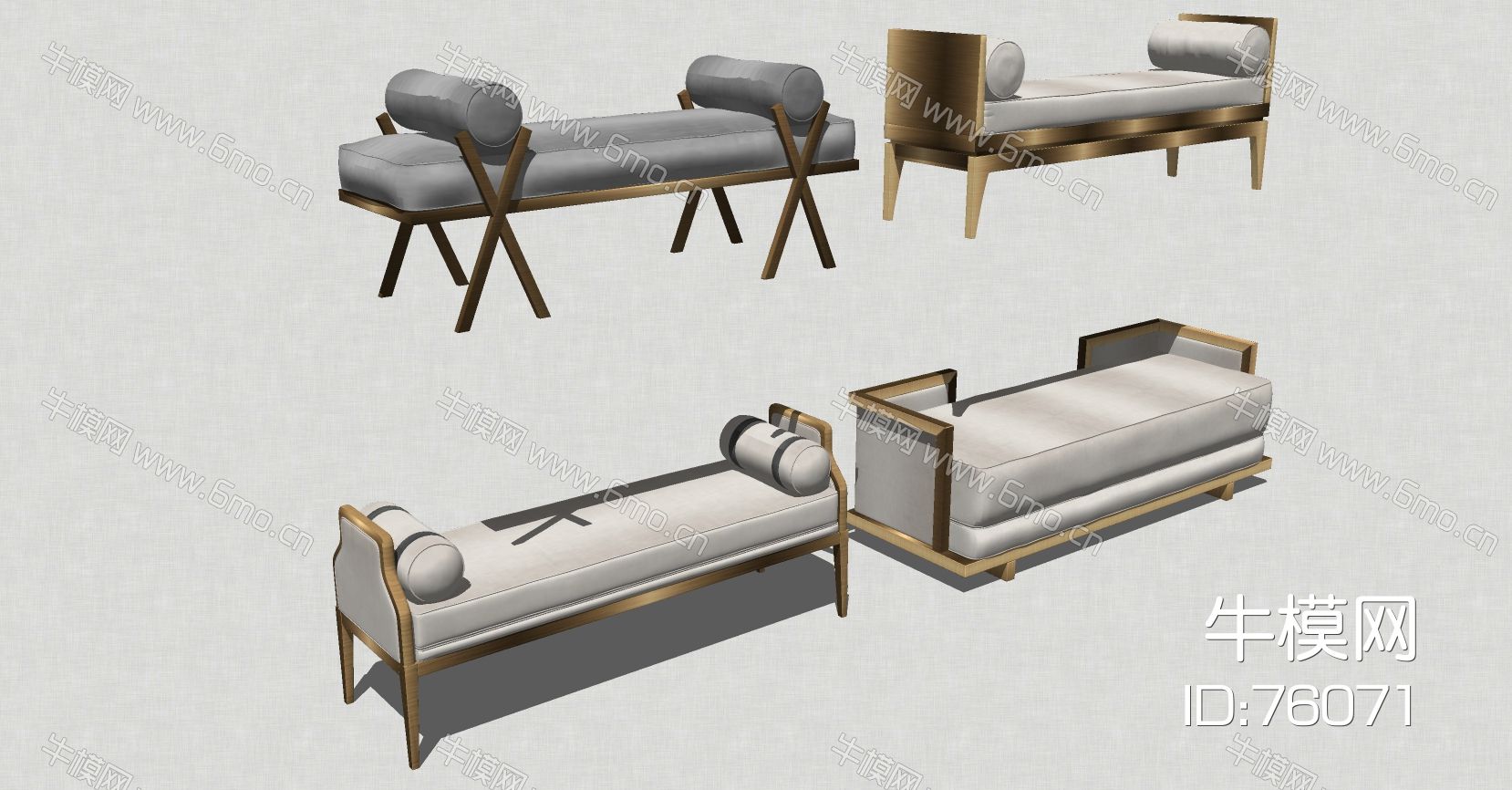 新中式现代轻奢简欧式床尾凳