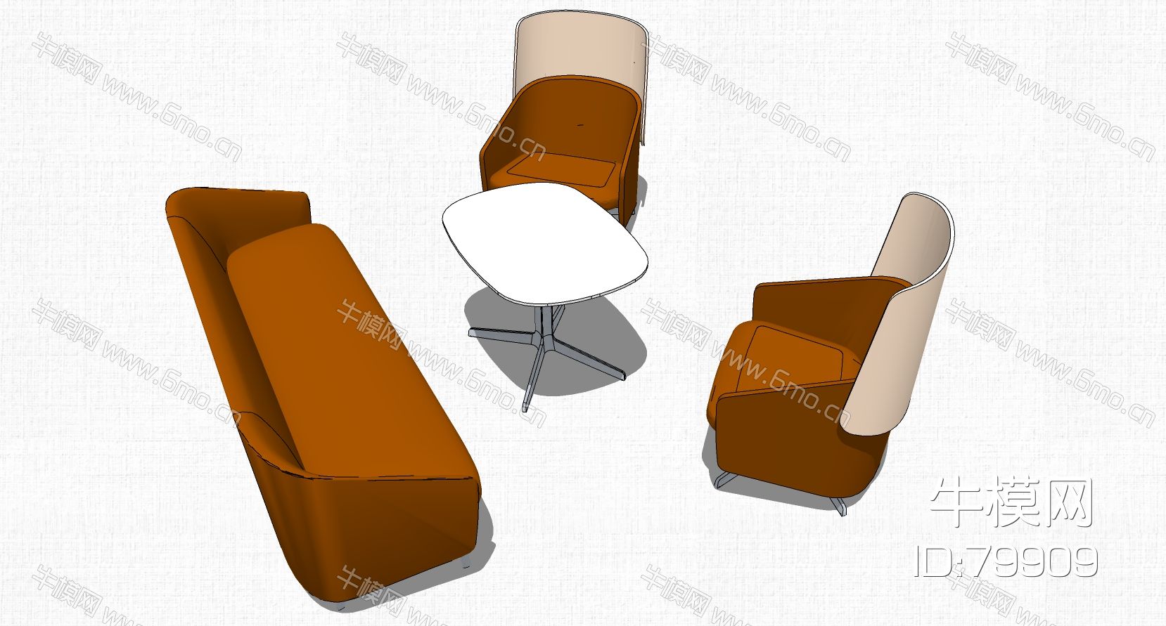 现代办公休闲等候区沙发茶几休闲椅子组合