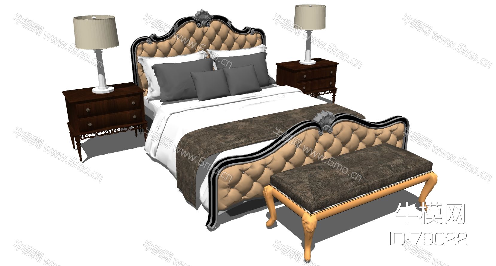 欧式美式法式古典雕花双人床