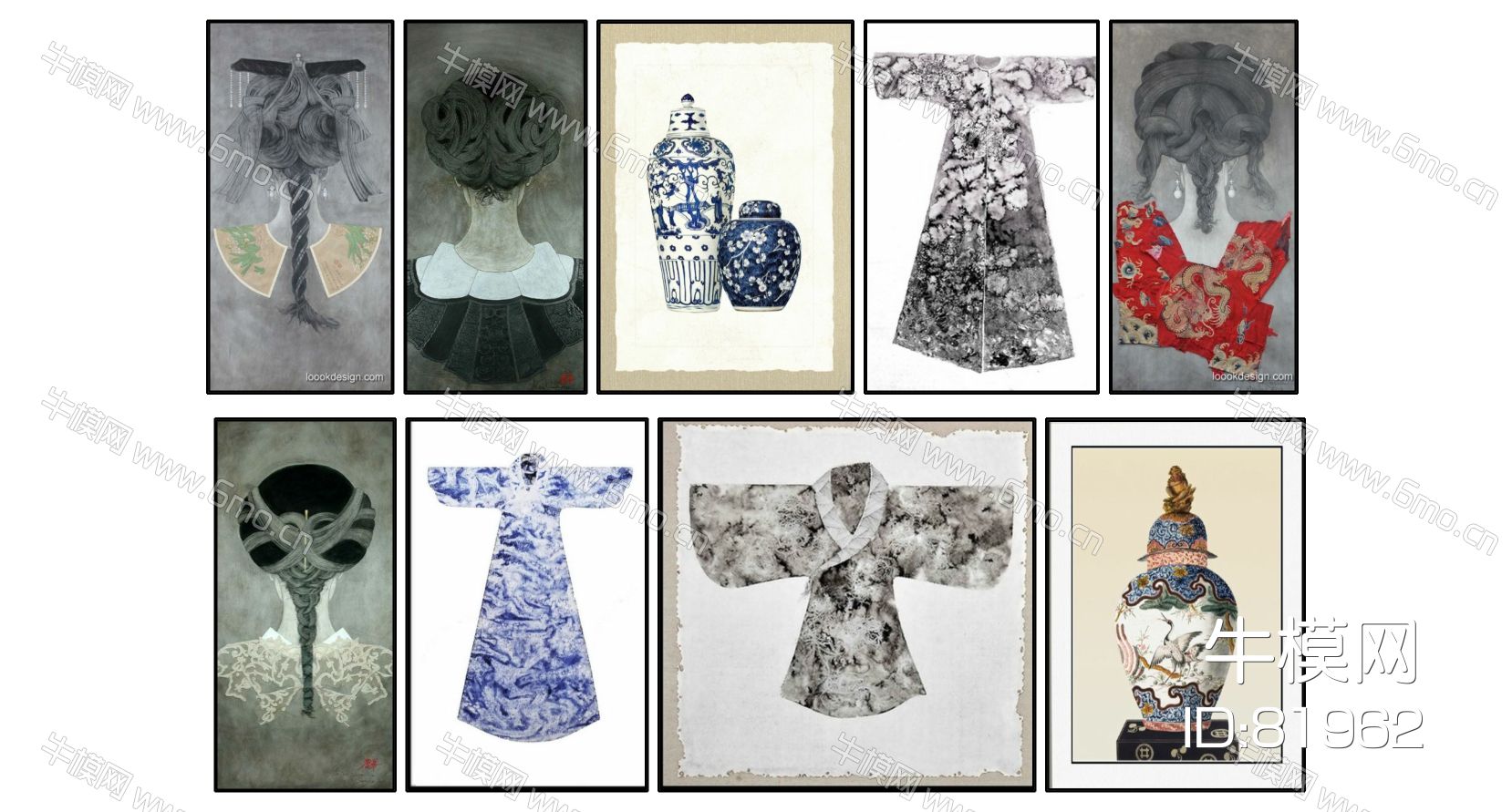 新中式抽象人物衣服挂画装饰挂画